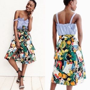 J Crew postcard print button down skirt w pockets